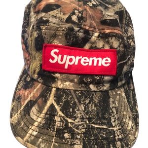 SUPREME True Timber Camp Cap 5 Panel Hat Tree Camo Red Box Logo F/W 2015 OS